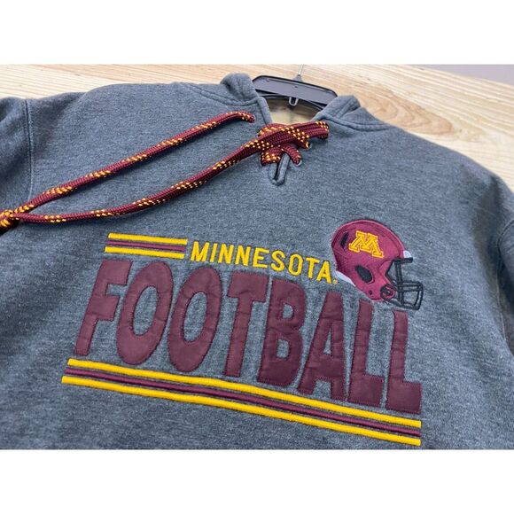 Minnesota Golden Gophers Sweatshirt Small Gray Hoodie Football Heavyweight Lace - Picture 4 of 12